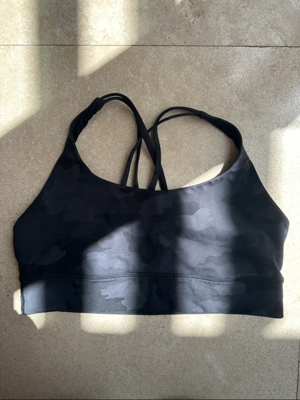lululemon athletica Black Camo Strappy Sports Bra